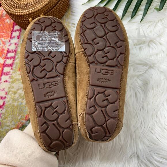 UGG Fleece Lined Slip On Suede Ansley Slipper Loafer Chestnut 6 Style 3312 - Picture 8 of 11